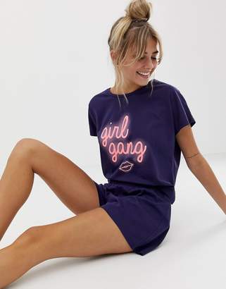 ASOS Design DESIGN girl gang pyjama short set