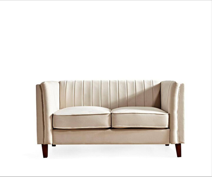 Us Pride Furniture Alicia 60 in. Beige Tufted Back Velvet 2-Seat Loveseat