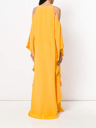Roberto Cavalli cold-shoulder long flared dress