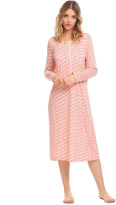 Goldenfox Soft Pjs Nightshirt Dress Womens Buttons Front Sleepwear (, XL)