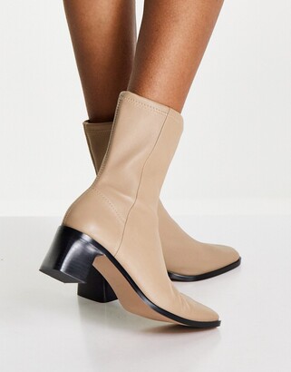 And other stories & leather heeled boots in beige - ShopStyle