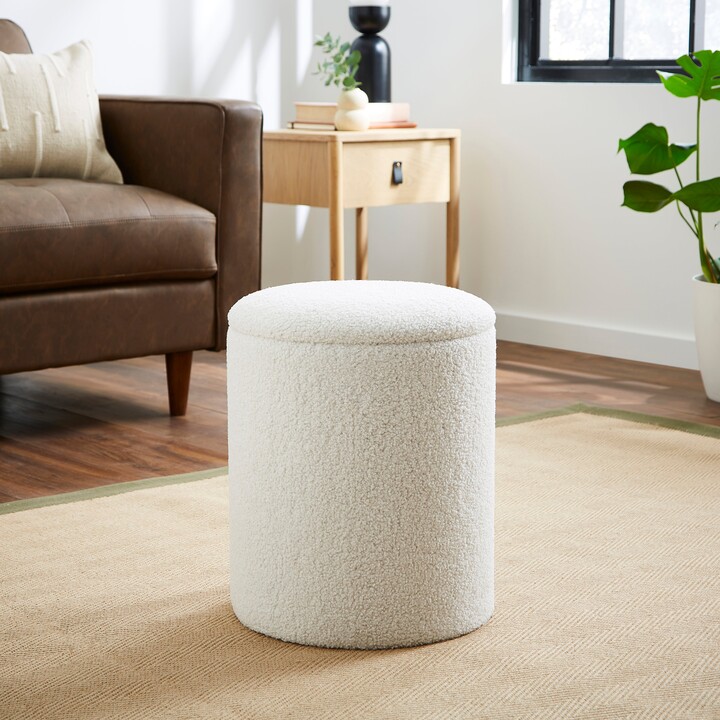 Dunelm Sherpa Storage Footstool Ivory ShopStyle