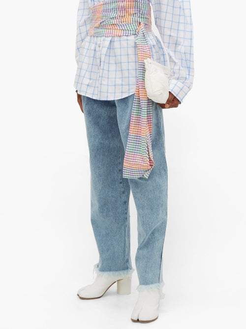 Natasha zinko frayed hem straight leg jeans Clearance