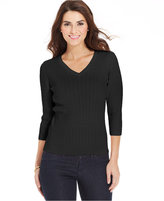 Thumbnail for your product : Karen Scott Petite Cable-Knit V-Neck Sweater