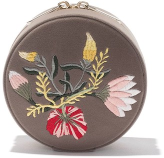 Wolf Floral Round Jewellery Box