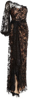 Thumbnail for your product : Marchesa Black Re-Embroidered One Shoulder Gown