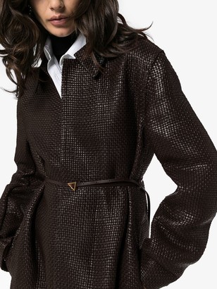 Bottega Veneta Belted Intrecciato Leather Coat