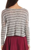 Thumbnail for your product : Charlotte Russe Crochet-Trimmed Striped Long Sleeve Crop Top