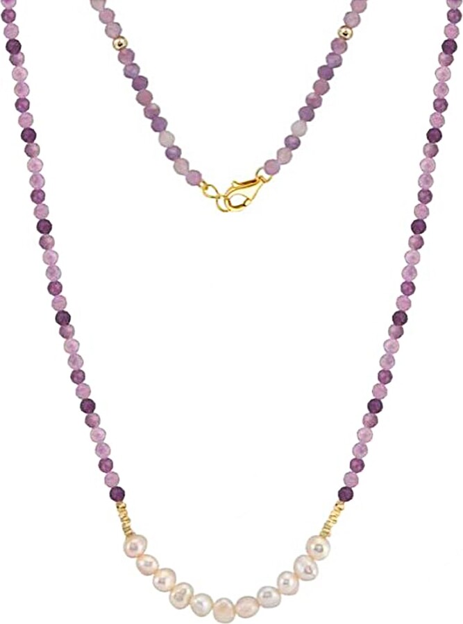 Shaded the Label Gold / Purple Lunari Purple Mica & Pearl Beaded Necklace