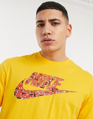 Nike shoebox logo t-shirt in yellow - ShopStyle