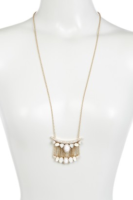 Jenny Packham Tiered Pave Bar & Faceted Stone Pendant Necklace