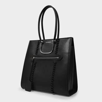 Alexander McQueen The Tall Story Tote Bag in Black Smooth Leather