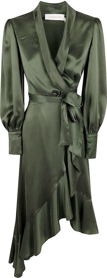 Zimmermann Asymmetric Ruffled Wrap Dress