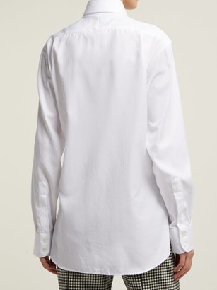 Emma Willis Herringbone Long-sleeved Cotton Shirt - White