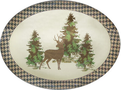 Paseo Road by HiEnd Accents Joshua Melamine Plastic Pine Tree Deer Print Lodge Western Style 1 Piece Serving Platter