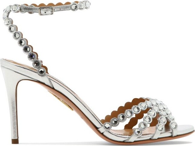 Aquazzura Tequila Crystal-Embellished Heel Sandals