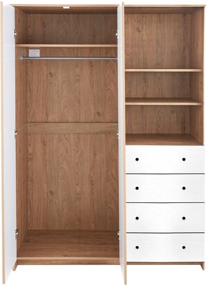 Very Siena 2 Piece Package - 2 Door, 4 Drawer Wardrobe + 3 Drawer Bedside Chest - Oak/White