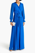 Thumbnail for your product : Badgley Mischka Wrap-effect ruffle-trimmed georgette gown