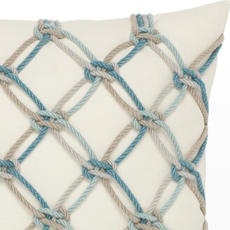 Elaine Smith Rope Sunbrella Pillow, Turquoise