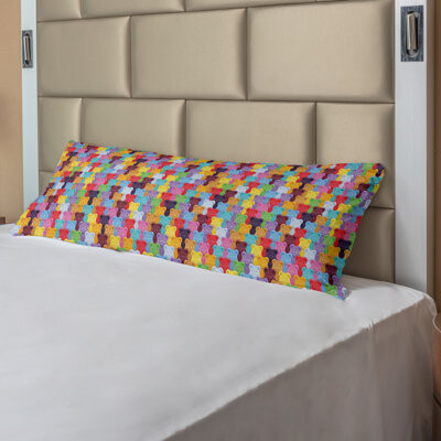 Colorful Body Pillow Case Cover With Zipper, Gummy Bears Tile Candies In Different Vibrant Colors Jelly Tasty Snack, Decorative Accent Long Pillowcase