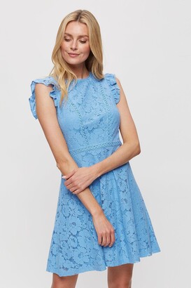Dorothy Perkins Women's Blue Lace Mini Dress - 20 - ShopStyle