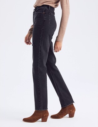 Abercrombie & Fitch High Rise Dad Jeans (Black Destroy) Women's Jeans