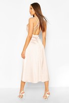 Thumbnail for your product : boohoo Occasion Satin Cross Back Midi Skater Dress