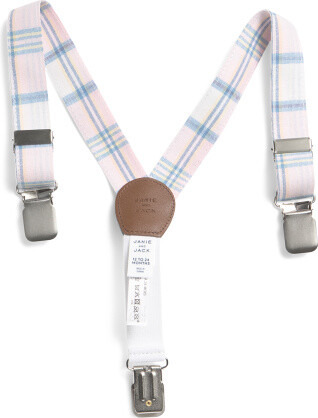 TJMAXX Linen Blend Plaid Suspenders, Cotton/Polyester/Linen