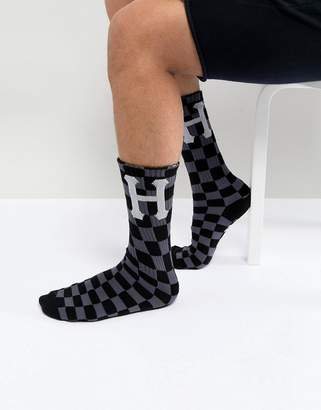 HUF Blackout Checkerboard Socks In Black
