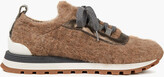 Thumbnail for your product : Brunello Cucinelli Leather-trimmed Bead-embellished Brushed Stretch-knit Sneakers
