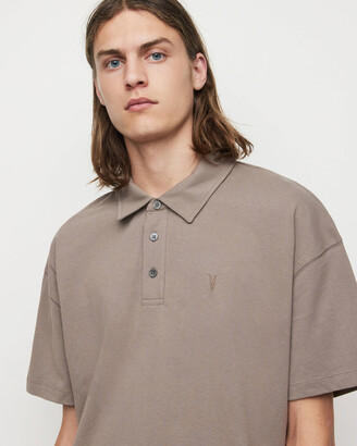 AllSaints Lex Short Sleeve Polo Shirt - Flint Grey