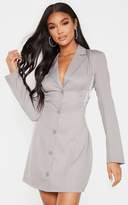 Thumbnail for your product : PrettyLittleThing Grey Lace Up Detail Blazer Dress