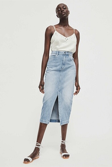 denim midi skirt nz
