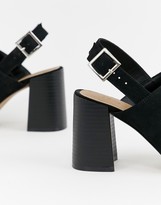 Thumbnail for your product : ASOS DESIGN Wide Fit Wrap minimal slingback block heeled sandals