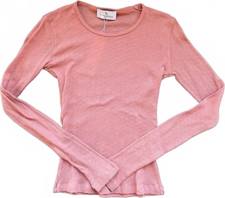 Gil Rodriguez Women's Pointelle Perla Long Sleeve Top In Pink Clay