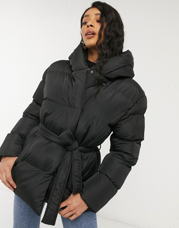 Threadbare stanley belted puffer coat with hood - ShopStyle