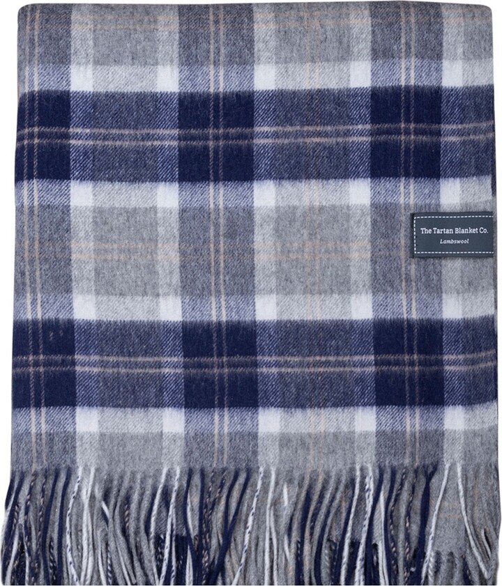 The Tartan Blanket Co. Lambswool Blanket In Bannockbane Silver Tartan