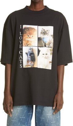 Balenciaga I Love Cats Oversize Graphic Tee - ShopStyle T-shirts