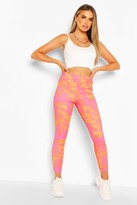 Thumbnail for your product : boohoo Bright Tie Dye High Waist Ribbed Leggings