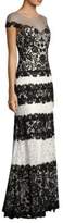 Thumbnail for your product : Tadashi Shoji Striped Lace Gown