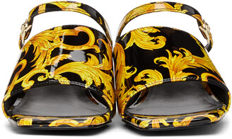Versace Jeans Couture Black Barocco Twiggy Mules