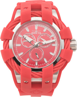 TJMAXX Men's Bolt 50Mm Stainless Steel Silicone Red Watch - ShopStyle