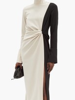 Thumbnail for your product : 16Arlington Morie Bi-colour Gathered Fluid-crepe Dress - Black Beige