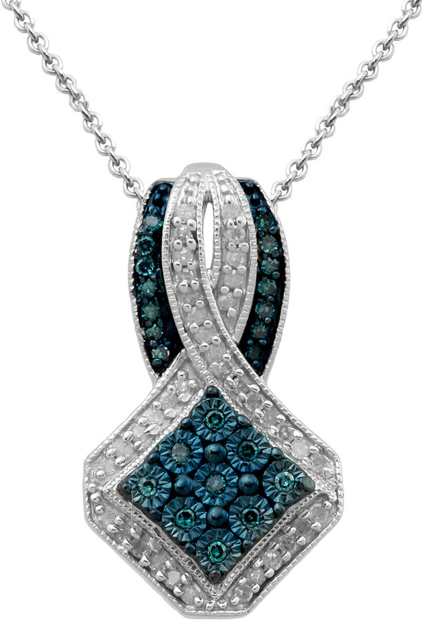 JCPenney FINE JEWELRY 1/5 CT. T.W. Genuine White & ColorEnhanced Blue