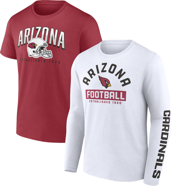 Men's Fanatics Cardinal/White Arizona Cardinals Long and Short Sleeve Two-Pack T-Shirt