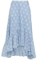 Thumbnail for your product : Maje Jota Asymmetric Printed Cotton-gauze Midi Skirt