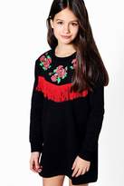 Thumbnail for your product : boohoo Girls Rose Printed Tassel Sweat Dress