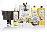 Pinkleaf Nature Spa Vanilla, Argan Oil, Bath Gift Set, in Antique Brass Looking Tub