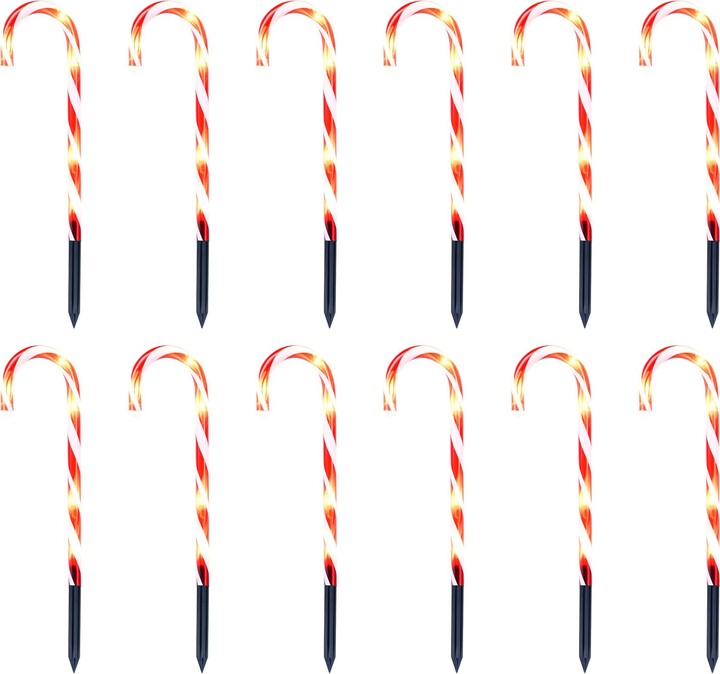 Joyfy 16" Christmas Candy Cane Pathway Markers Lights 12pc