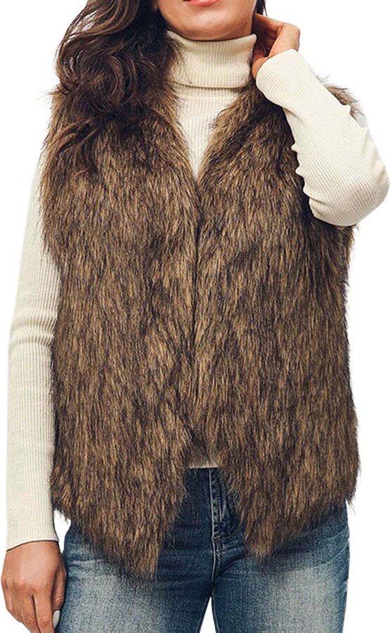 Simsly Women's Faux Fur Vest Gilets ShopStyle Jackets